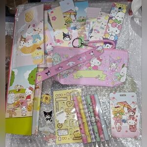 Sanrio Pink and Yellow Pencil Case Set